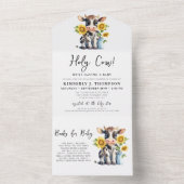 Niedliche Kuh Sonnenblumen Moderne, einfache Farm All In One Einladung (Innen Boden)