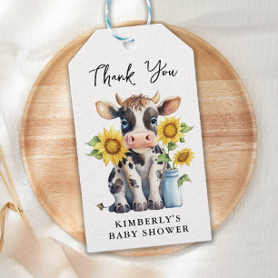Niedliche Kuh Sonnenblumen Moderne, einfache Farm  Geschenkanhänger