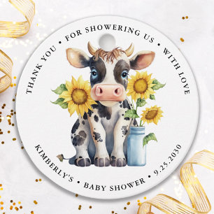 Niedliche Kuh Sonnenblumen Moderne, einfache Farm  Geschenkanhänger