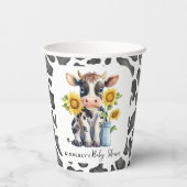 Niedliche Kuh Sonnenblumen Moderne, einfache Farm Pappbecher (Rückseite)