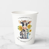 Niedliche Kuh Sonnenblumen Moderne, einfache Farm Pappbecher (Rückseite)
