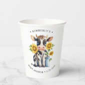 Niedliche Kuh Sonnenblumen Moderne, einfache Farm Pappbecher (Vorderseite)