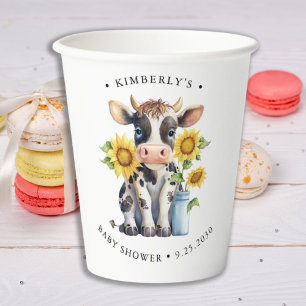 Niedliche Kuh Sonnenblumen Moderne, einfache Farm  Pappbecher