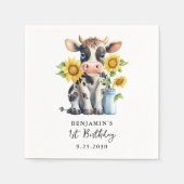 Niedliche Kuh Sonnenblumen Moderne, einfache Landw Serviette (Vorderseite)