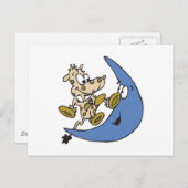 niedliche Kuh springt über den Mond Postkarte (Vorne/Hinten)