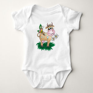 Niedliche Kuh u. Schmetterling Baby Strampler