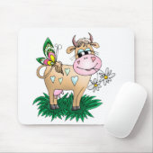 Niedliche Kuh u. Schmetterling Mousepad (Mit Mouse)