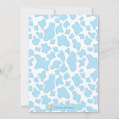 Niedliche Kuh über dem Mond Blue Baby Dusche Einladung (Rückseite)