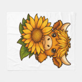 Niedliche Kuh und Sonnenblumen Fleecedecke (Vorderseite (Horizontal))