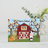 Niedliche Kuh und Stall Herbst Einladung zum Gebur (Stehend Vorderseite)