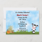 Niedliche Kuh und Stall Herbst Einladung zum Gebur (Rückseite)