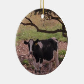 Niedliche Kuh unter Baum Land Weihnachten Keramik Ornament (Rechts)