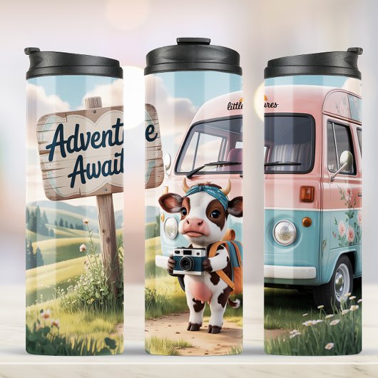 Niedliche Kuh Vintag Adventure Tumbler Thermosbecher