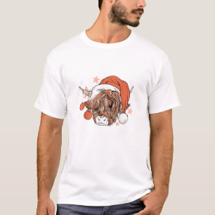 Niedliche Kuh Weihnachten Weihnachtsmannmütze Funn T-Shirt