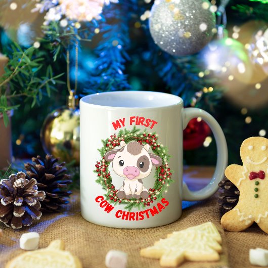 Niedliche Kuh Weihnachtsberries Kaffeetasse