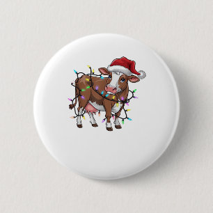 Niedliche Kuh Weihnachtsleuchte Rentiere Weihnacht Button