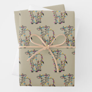 Niedliche Kuh Weihnachtslicht Heifers Holiday Farm Geschenkpapier Set