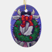 Niedliche Kuh-Weihnachtsverzierung Keramikornament (Hinten)