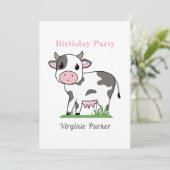 Niedliche Kuh zum Geburtstag Einladung (Stehend Vorderseite)