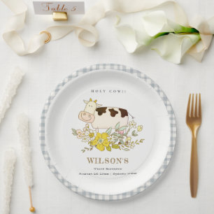 Niedliche Kuhblütenfarm Jegliche Altersklassen Geb Pappteller