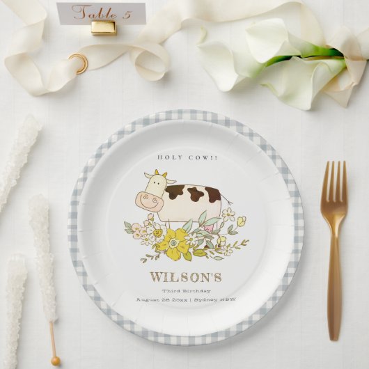 Niedliche Kuhblütenfarm Jegliche Altersklassen Geb Pappteller (Hochzeit)