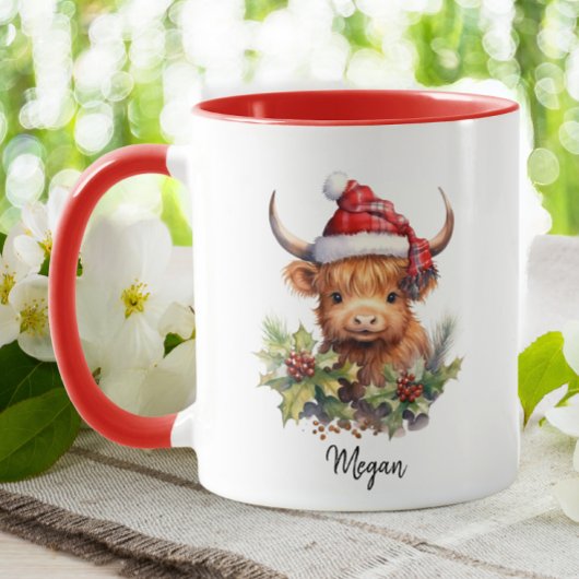 Niedliche Kühe Kalb Weihnachten Weihnachtsmann Kar Tasse