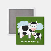 Niedliche Kühe Kühlschrankmagnet "Guten Morgen" (Vorderseite/Rückseite)