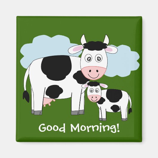 Niedliche Kühe Kühlschrankmagnet "Guten Morgen" (Vorne)