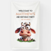 Niedliche Kühe Landtiere 2. Geburtstag Party Willk Banner (Vertikal)