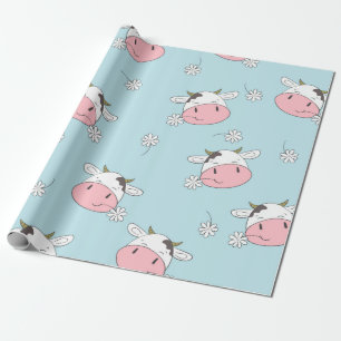 Niedliche Kühe nahtlos. Vintager kalter Rücken Geschenkpapier