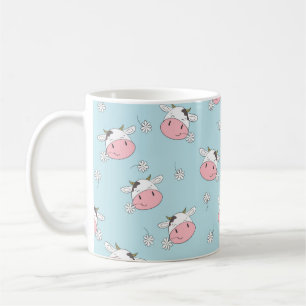 Niedliche Kühe nahtlos. Vintager kalter Rücken Kaffeetasse