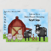 Niedliche Kühe und Barnyard Farm Animals Kinderdus Einladung (Vorne/Hinten)