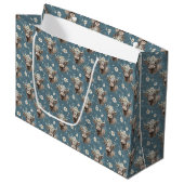 Niedliche Kühe und Blume Große Geschenktüte (Vorderseite Schrägansicht)