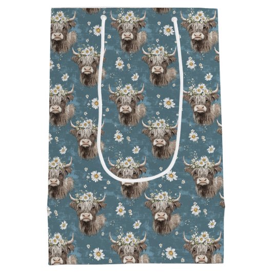 Niedliche Kühe und Blume Mittlere Geschenktüte (Rückseite)