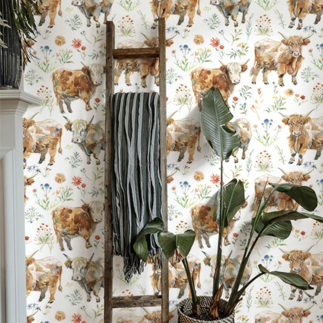 Niedliche Kühe und Wildblumen Tapete (Von Creator hochgeladen)