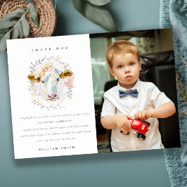 Niedliche Kuhfarm Kinder Foto jedes Alter Geburtst Dankeskarte