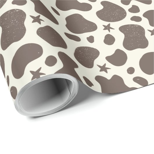 Niedliche Kuhhaut Cowboy Braun Creme Geschenkpapier (Rolleneckpunkt)