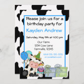 Niedliche Kuhjungen Geburtstagsaufenthalt Einladung (Vorne/Hinten)