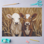 Niedliche Kuhkalben Getreidefelder Seidenpapier (Basteln)