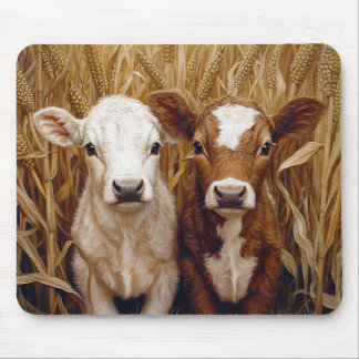 Niedliche Kuhkalben Maisfeld Mousepad