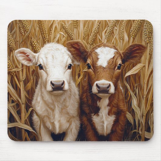 Niedliche Kuhkalben Maisfeld Mousepad (Vorne)