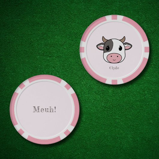 Niedliche Kuhkuh rosa Pokerchips