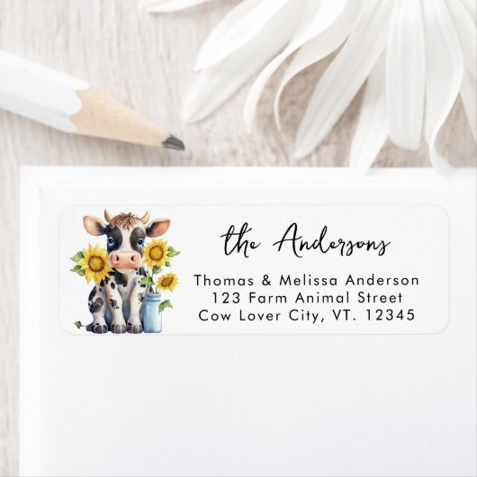 Niedliche Kuhsonnenblumen Farm Tierische Rücksende (Insitu)