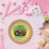 Niedliche Kuhzugmaschine personalisiert Geburtstag Pappteller (Party)