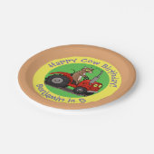 Niedliche Kuhzugmaschine personalisiert Geburtstag Pappteller (Schrägansicht)