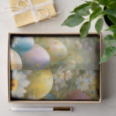 Niedliche Küken auf einer Wiese mit Ostereiern, Vi Seidenpapier (Geschenk)