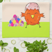 Niedliche Küken bunt Ostereier Happy Osterfest Geschirrtuch (Gefaltet)