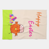 Niedliche Küken bunt Ostereier Happy Osterfest Geschirrtuch (Horizontal)