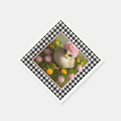 Niedliche Küken und Blume Ostern Serviette (Ecke)