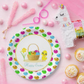 Niedliche Küken- und mehrfarbige Ostereier Pappteller (Party)